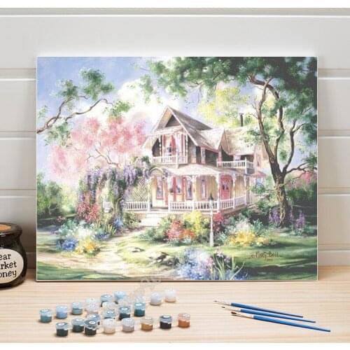 Diy 5d Diamond Painting full drill square round mosaic Diamond Embroidery Garden house flower spring scenery home decor FF3420