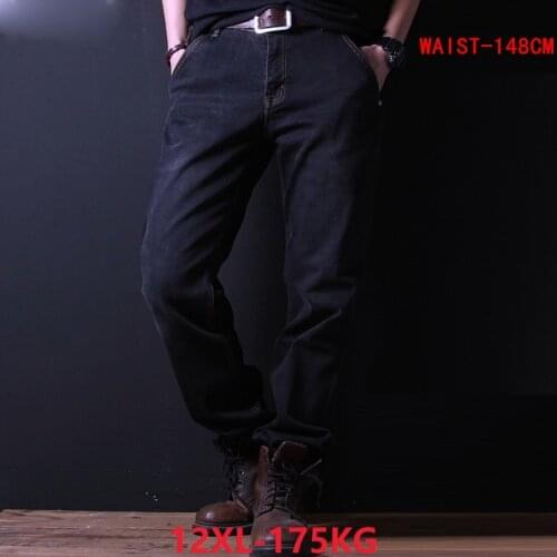 Plus large size jeans big men loose free Trousers 10XL 11XL 12XL autumn winter jeans pants Elasticity straight 54 56 58 Stretch