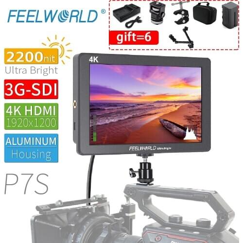 FEELWORLD P7S 4K Monitor 7Inch 2200nit 3G-SDI on Camera Field DSLR Monitor Aluminum Focus Assist 4K HDMI For Canon Nikon Camera