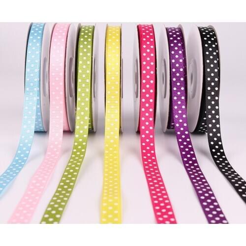 Grosgrain Satin Ribbons for Craft Dots Printed Bow Ribbon Home Decoration DIY Crafts Supplies Gift Packing Wrapping 10mm 25yards