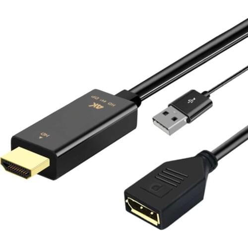 HDMI-Compatible Male to DisplayPort DP Female Converter Video Adapter Cable with USB Power 4K 60Hz for TV Monitor Projector 10ic