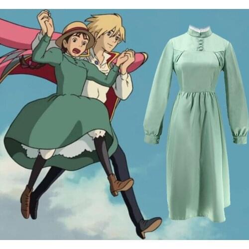 Howl‘s Moving Castle Cosplay Sophie Hatter Long Dress Costume Girl Green Clothes Outfits Halloween Christmas Xmas Gift For Women