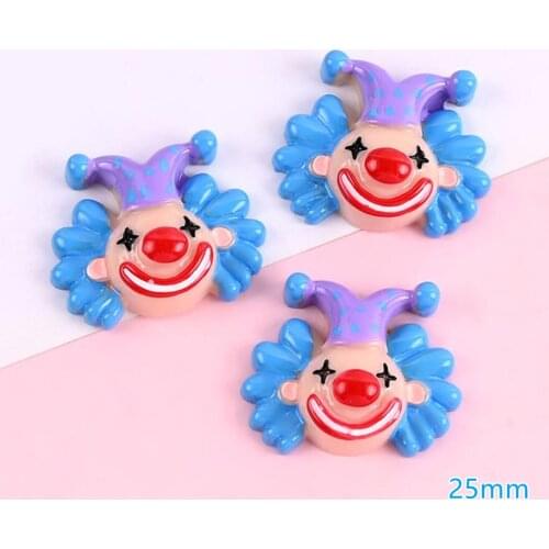 Cabochons Embellishent cute Clown Button 10pcs Flatback Resin Decoration Crafts Cabochon for boys Diy Accessories Cartoon Charm