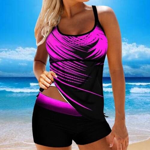 Personality Women Backless Tankini Swimwear Plus Size 8XL Beach Back Tie Female Bathing Suit Sexy Tankini Shorts Swimming Suit