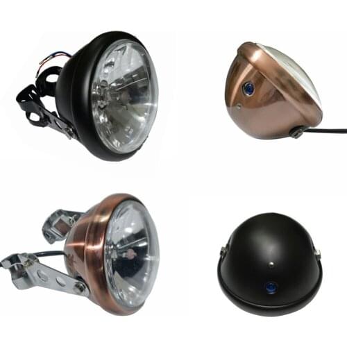 Black Gold Motorcycle Headlight Cafe Racer Head Light Decorative Lights Lighting Bracket Side Mount Modified Motorbike