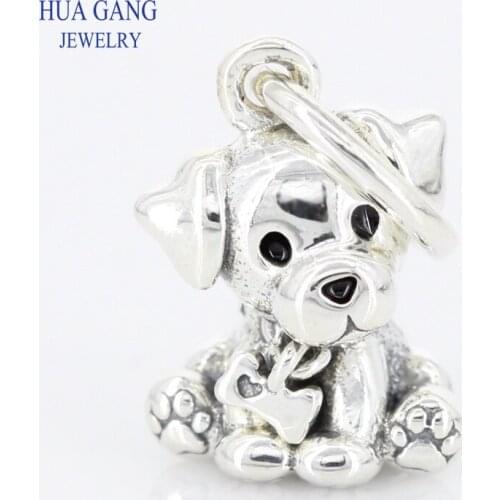 2019 New Fashion 100% 925 Sterling Silver Labrador Puppy Dangle Charm Pendant Fits Pandor Bracelet Fashion DIY Jewelry