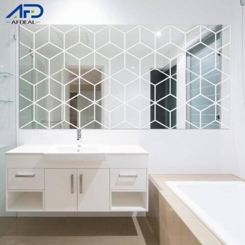 Sliver Mirror Wall Sticker DIY Diamonds Triangle Wall Mirror Stickers for TV Background Home Bedroom Decoration