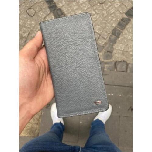 Karali Leather Phone Compartment Gray Genuine Leather Wallet