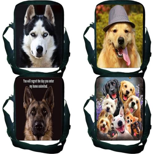 Style1 Cute Dog Shoulder Bag German Shepherd/Boston Terrier/Bulldog/Husky Dog Messenger Bags Boys Casual Handbags Crossbody bags