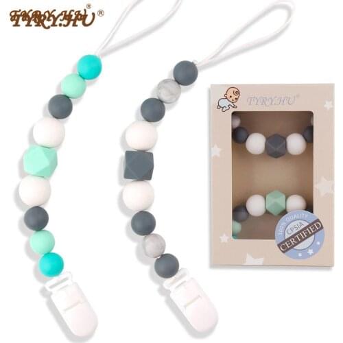 TYRY.HU Silicone Pacifier Chain Food Grade Silicone Teething Beads BPA Free For Nipple Babys Pacifier Baby Teether Gift