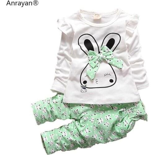 Spring Autumn Girls Infant Casual Clothing Children Baby Cartoon RABBIT T-shirt Pants 2 Pcs/Sets Kid Clothes Toddler Tracksuits