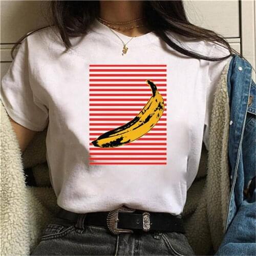 Women Casual Graphic Tees Women Polyester Summer Tees & Tops Harajuku Banana Funny Kawaii Tee Shirts 2021