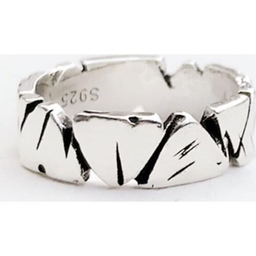 Sole Memory Retro Mini Cute Rock Mountain 925 Sterling Silver Female Resizable Opening Rings SRI926