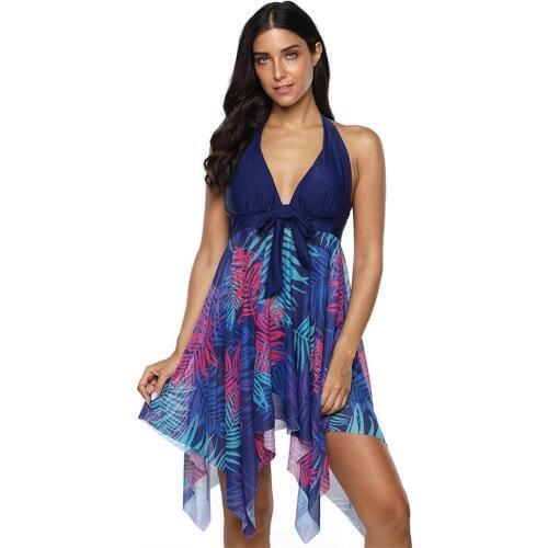 Womens swimsuit Plus Size Tankini Swimwear Two-piece V Neck Halter Swimsuit backless bikini set mesh Swimdress Bathing Suit 5XL