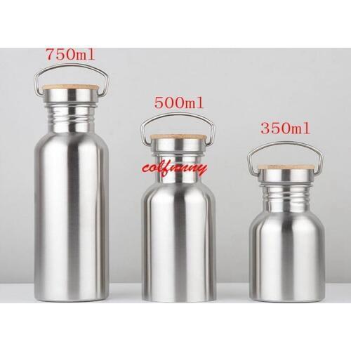 20pcs/lot 350ML 500ML 750ml Wide Mouth Vacuum Insulated Travel Bottles Bicycle Stainless Steel Water Bottle With Handle F061504