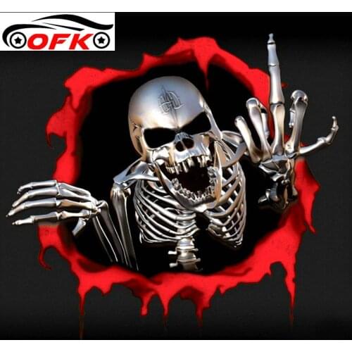 Car Stickers Decor Motorcycle Decals Skeleton Skull In The Bullet Hole Decorative Accessories Creative Waterproof PVC,15cm*14cm
