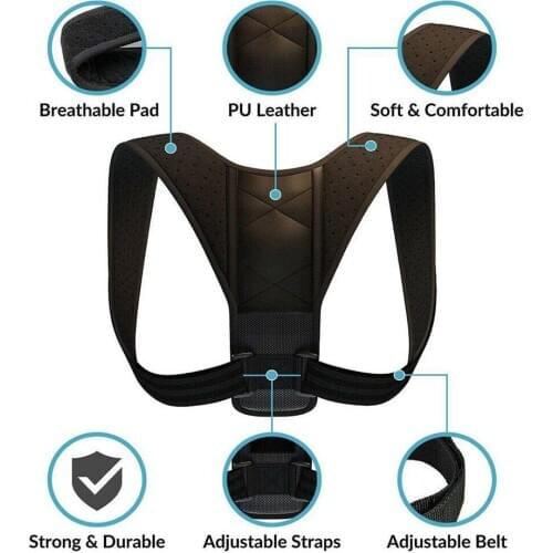 Brace Support Belt Adjustable Back Posture Corrector Clavicle Spine Shoulder Lumbar Protection Back 1pc Shoulder Black L7W9