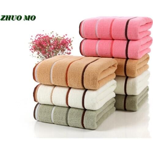ZHUO MO 100% Cotton stripe Bath Towel Shower 70*140cm Large Thick Towels Home Bathroom Hotel for Adults 4 colors face towel