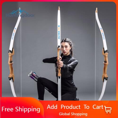 Huntingdoor 24-38lbs 62inch Recurve Bow White Take Down Long Bow Practice Archery Hunting Shooting for Beginner and Women Adult