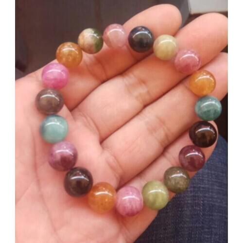 Free shipping 9-9.7mm Natural mixtourmaline Crystal Stone Bracelet