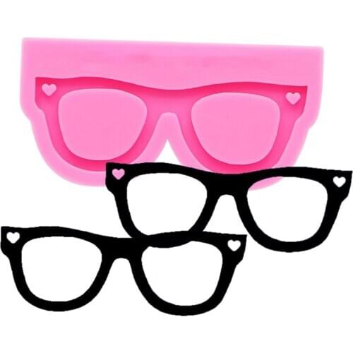 Glossy Glasses Shape Keychain Epoxy Resin Mold Keyring Pendant Casting Silicone Mould DIY Crafts Jewelry Making Tool