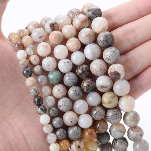 Bamboo Agates Natural Stone Beads Round Loose Spacer Bead for Jewelry Making DIY Charm Bracelet Accessories 4/6/8/10mm 15