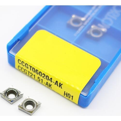 CCGT060204 AK H01 10PCS Aluminum Cutter Blades CCGT 060204 Cutting Tool Turning Tool Insert CNC Tools AL +TIN Alloy wood