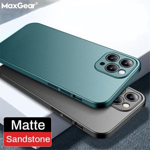 Luxury Matte Sandstone Ultra Thin Case For iPhone 12 11 Pro Max XR X 7 8 Plus SE 12mini Shockproof Hard PC Lens Protection Cover