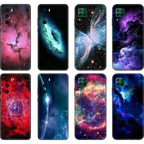 Black tpu Case For Huawei P30 Lite P30 Pro P40 Case For Huawei P40 LITE E P Smart2020 Case colorful space for galaxy universe