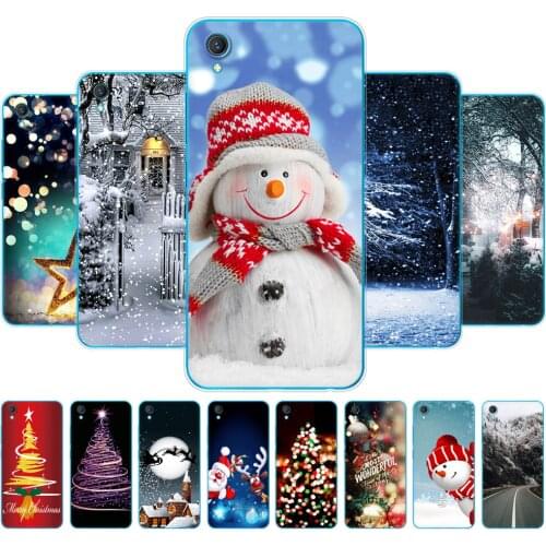 For Vivo Y1s Case Back Phone Cover For VIVO Y1S 2020 Case 6.22 inch Soft Silicon TPU Coque winter christmas snow tree new year
