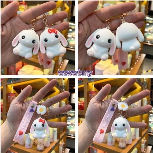 Circus Cinnamon Dog Keychain Homemade Cute Simple Cartoon Big Ear Pooch Epoxy Doll Pendant Bag Ornament Decoration Accessories