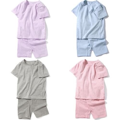 2021 Children Pajamas 2pcs Set Cartoon Sleepwear Baby Girls Clothes Sleep Suit Summer Cotton Pijamas Infantil Boys Pyjamas Kids