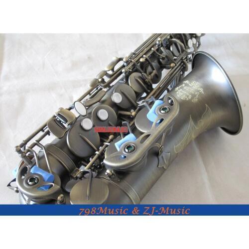 Eb Alto Saxophone Antique Surface High F# With-White Pearl Buttons