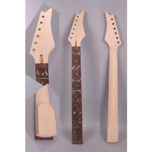 Fit Diy Electric Guitar Neck 24 fret 25.5 inch Maple+Rosewood Fretboard Bolt On Unfinished