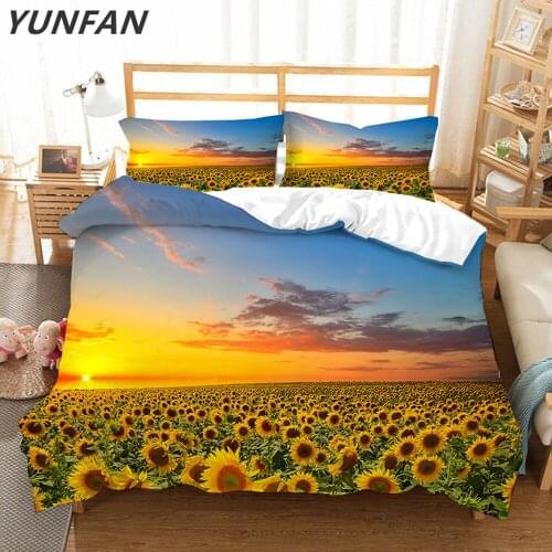 Sunflower 3D Bedding sets twin full queen king Quilt Cover Pillow Case 3pcs single double duvet cover sets pretty bedclothes
