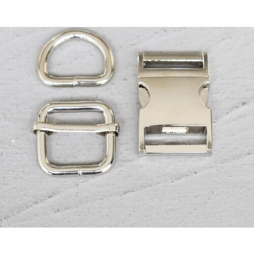 10 Sets 20mm Webbing Metal Hardware Strap Slider D Ring Release Belt Buckle For Dog Collar Paracord Sewing Accessory