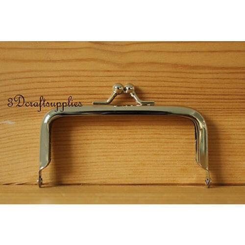 Metal purse frame glue on clasp clip silver 3 1/2 inch X 1 3/4 inch C56