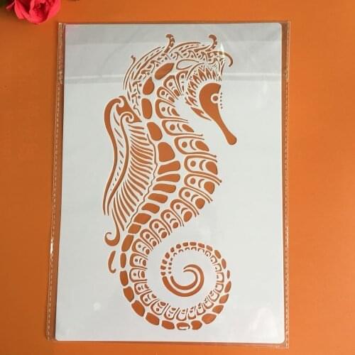 A4 29 *21cm Hippocampus layered stencil painting scrapbook stamp album decoration embossed paper card template decoration