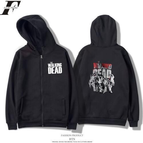 Harajuku Fashion Spring Streetwear 4XL The Walking Dead Hoodies Men/Women Zipper Outwear Hoodies Men Plus Size