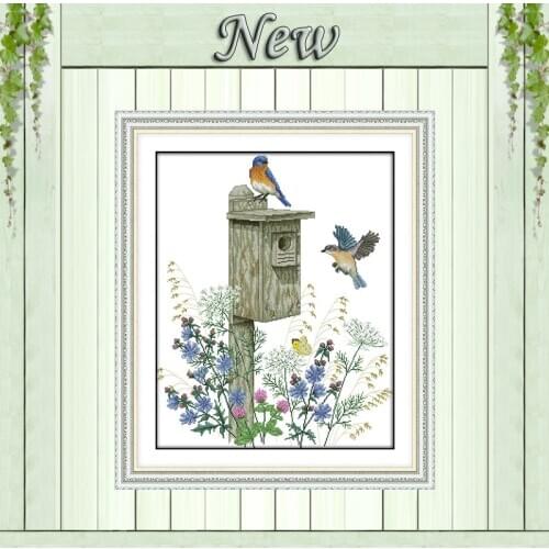 The birds home decor painting cartoon animal counted print on canvas DMC 11CT 14CT kits Cross Stitch embroidery needlework Sets