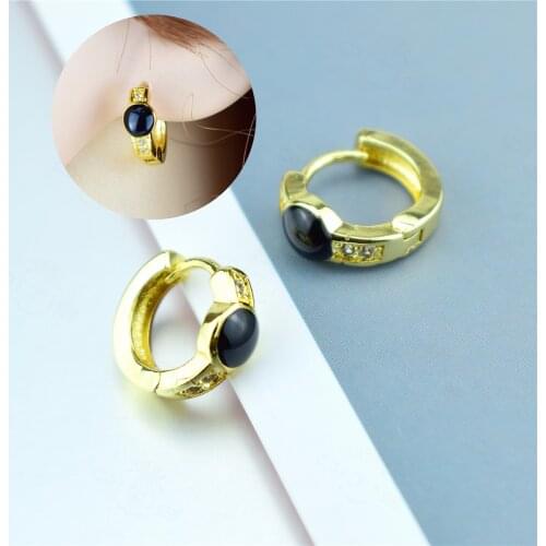 Small Round AAA Zircon Pendant Hoops Piercing Earrings Rose Gold Color Plated Pink CZ Ear Rings for Women