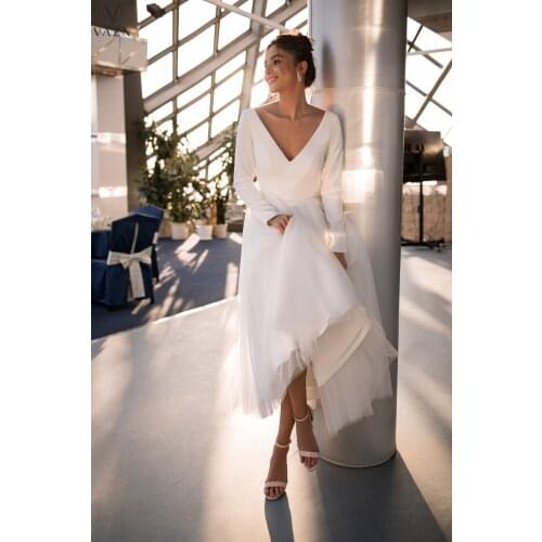 VAZN 2021 Women Fashion New High Street Style Long Dress Long Sleeve Deep V Dress Pure Color Mid Long Lady Dress