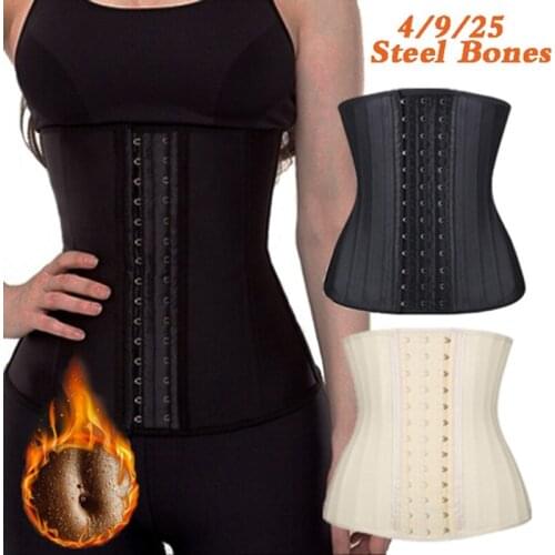 2021 New Arrival Women Male Steel Bones Plus Size Faja Xs Latex Waist Trainer Sweat Belt Rubber Corsets Bodysuit Coldker