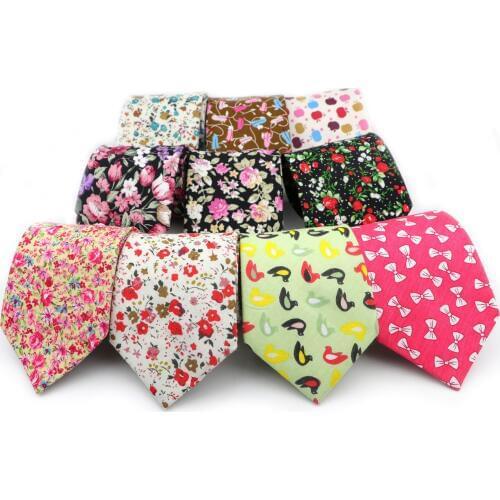 New Fashion Vintage Mens Floral Tie 100% Cotton Tie Printing Classic Tie For Man Business Casual Necktie Desinger Butterfly Gift