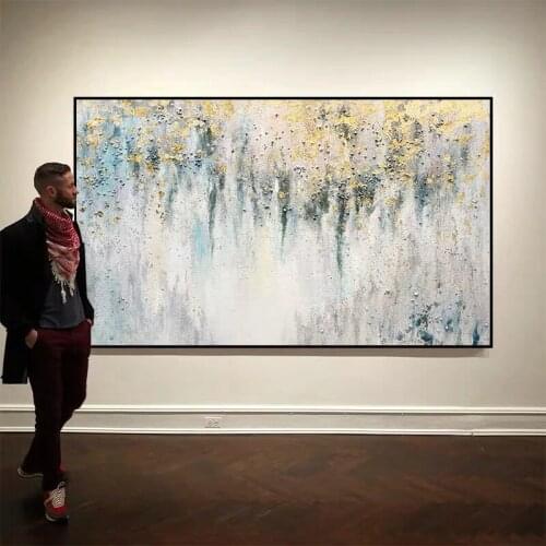 Huge 100% Hand Painted Goldleaf Dots Modern Abstract Oil Painting On Canvas Wall Art For Living Room Home Decoration No Framed