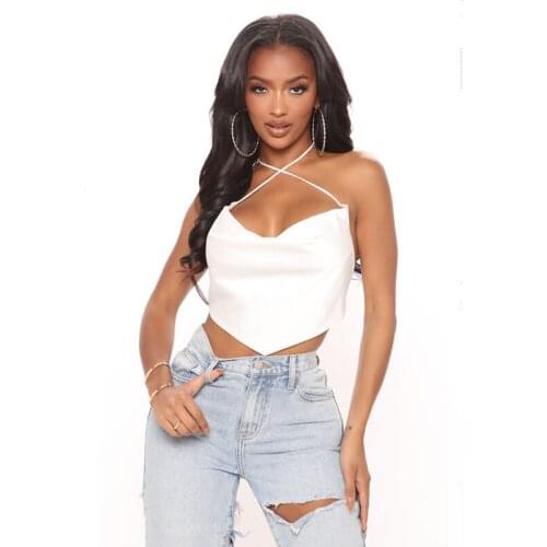 Exposed Navel Solid Color Backless Easy Halter Sexy Taste Halter Tops Crop Top New Summer Clothing