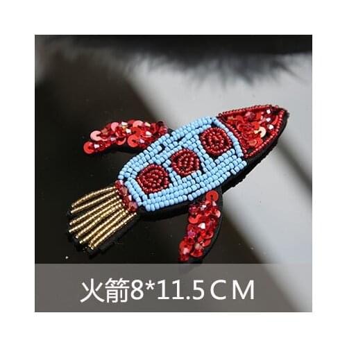 Rocketdesign beaded patches applique patches for clothing fabric patch sewing accessories parches bordados embroidered patches