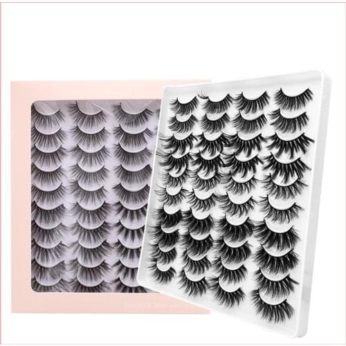 20 Pairs Makeup Eyelashes 3D Mink Lashes Fluffy Soft Wispy Volume Natural Long Cross False Eyelashes Eye Lashes Reusable Eyelash
