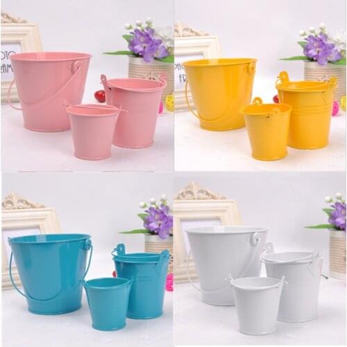 3pcs 3size Mini Metal Bucket Candy Gift Box Buckets Wedding Baby Shower Gift Pails Tinplate Chocolate Candy Christmas Bar Decor