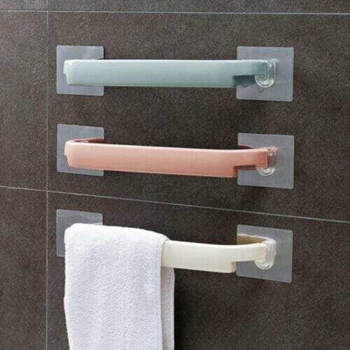 Towel Rail Rack Holder Wall Mounted Bathroom Self-adhesive Hanging Hanger Shelf Multifunctional Towel Rack Bathroom Accession